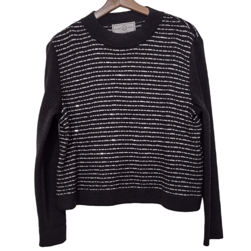 ST.JOHN Sport Striped Santana Knit Sweater